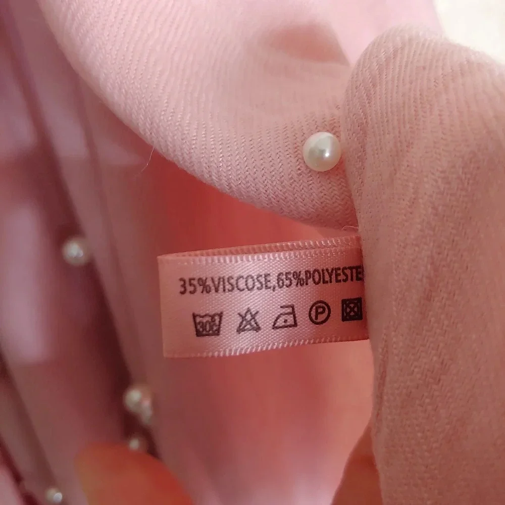 Pink Scarf/Shawl with Pearl and Silver Stud Accents Wide with Tassels